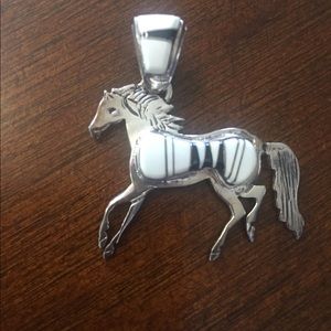 White copper horse necklace